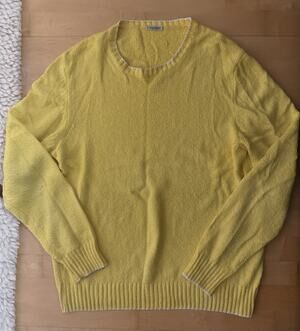 VTG Gran Sasso Knit Cotton Yellow Crewneck Sweater Medium